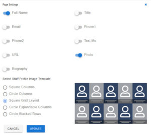 Staff Page Settings